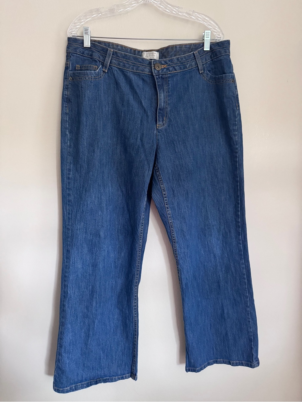 CHRISTOPHER & BANKS Straight Stretch Jeans -Women's Size 16P Petite - Blue Denim
